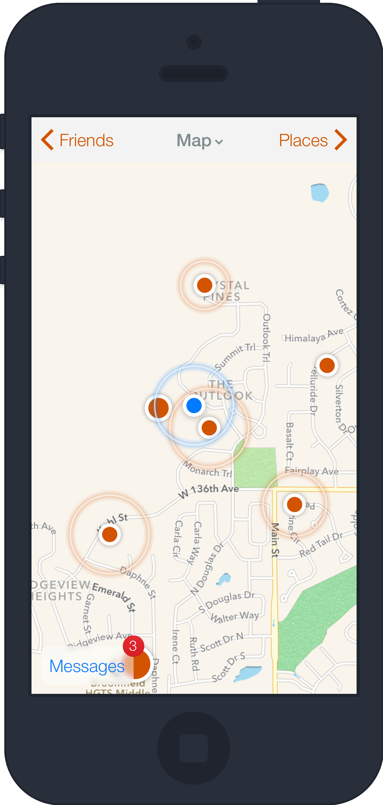Location-Based Social Networking Mobile App Screenshot